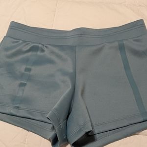 Fabletics steely blue running shorts.